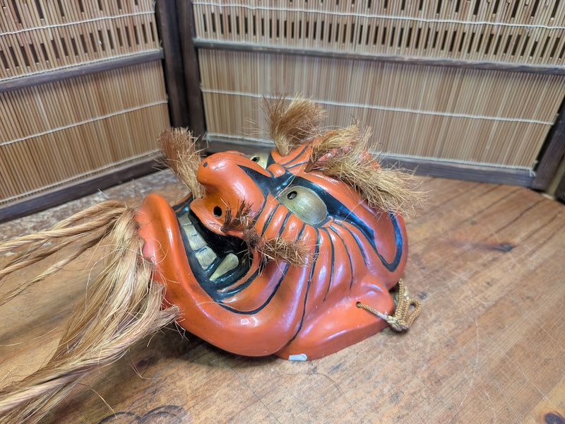 Authentic Japanese Signed Kagura Mask Vintage Shinto Pottery Wall Art