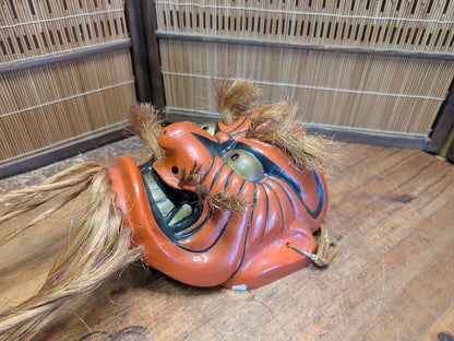 Authentic Japanese Signed Kagura Mask Vintage Shinto Pottery Wall Art