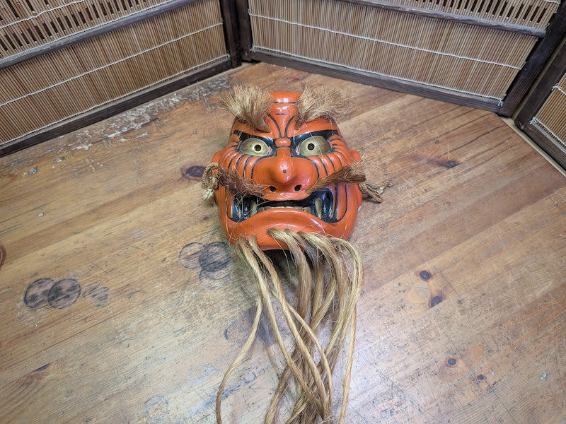 Authentic Japanese Signed Kagura Mask Vintage Shinto Pottery Wall Art