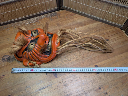 Authentic Japanese Signed Kagura Mask Vintage Shinto Pottery Wall Art