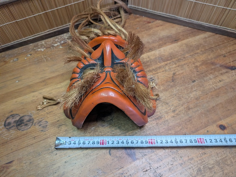 Authentic Japanese Signed Kagura Mask Vintage Shinto Pottery Wall Art