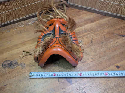 Authentic Japanese Signed Kagura Mask Vintage Shinto Pottery Wall Art
