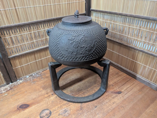 Japanese Nambu Iron Chagama Furo Tea Ceremony Set w Original Box