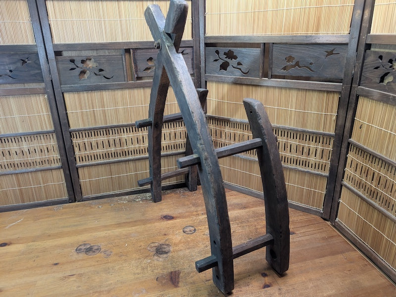 Authentic 1950s Japanese Wooden Farm Tool Frame Rustic Display Stand