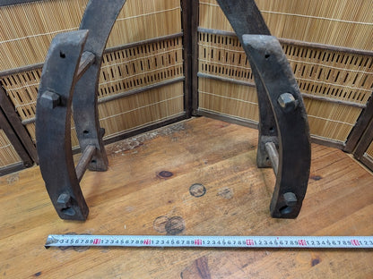 Authentic 1950s Japanese Wooden Farm Tool Frame Rustic Display Stand