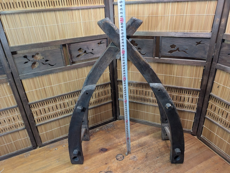 Authentic 1950s Japanese Wooden Farm Tool Frame Rustic Display Stand