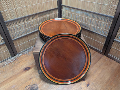 Vintage Japanese Obon Tray Set Lacquerware Food Serving Trays with Original Box