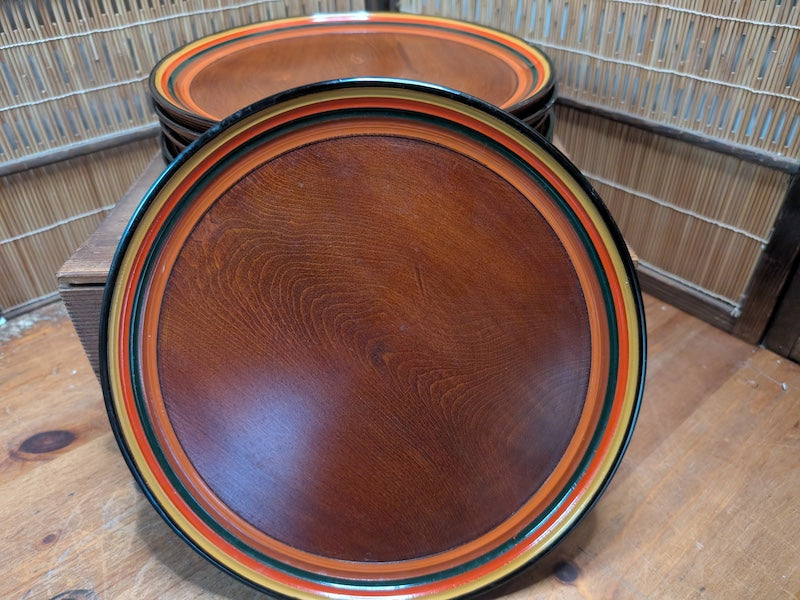 Vintage Japanese Obon Tray Set Lacquerware Food Serving Trays with Original Box