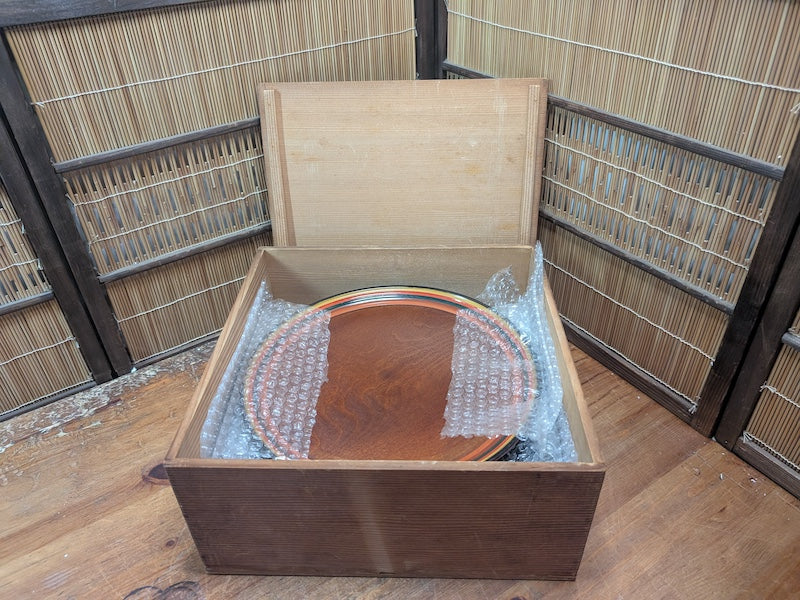 Vintage Japanese Obon Tray Set Lacquerware Food Serving Trays with Original Box
