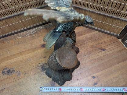 Vintage 1960s Japanese Cast Iron Eagle Taka Statue Samurai Symbol