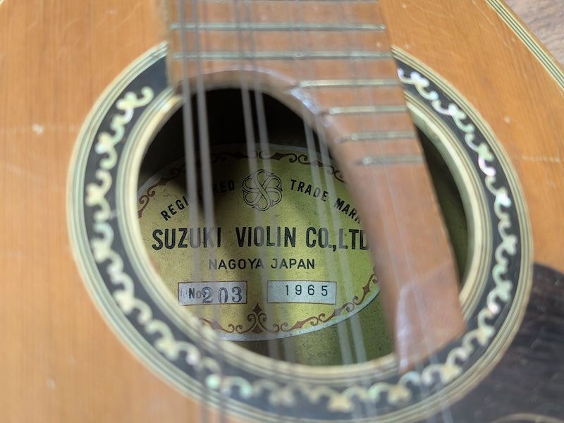 1965 Suzuki Mandolin M-203 Japan Vintage String Instrument Signed Rare