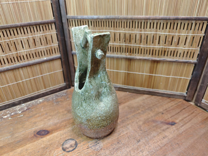 Japanese Bizen Ware Ikebana Vase Vintage Ash Fired Pottery Japan