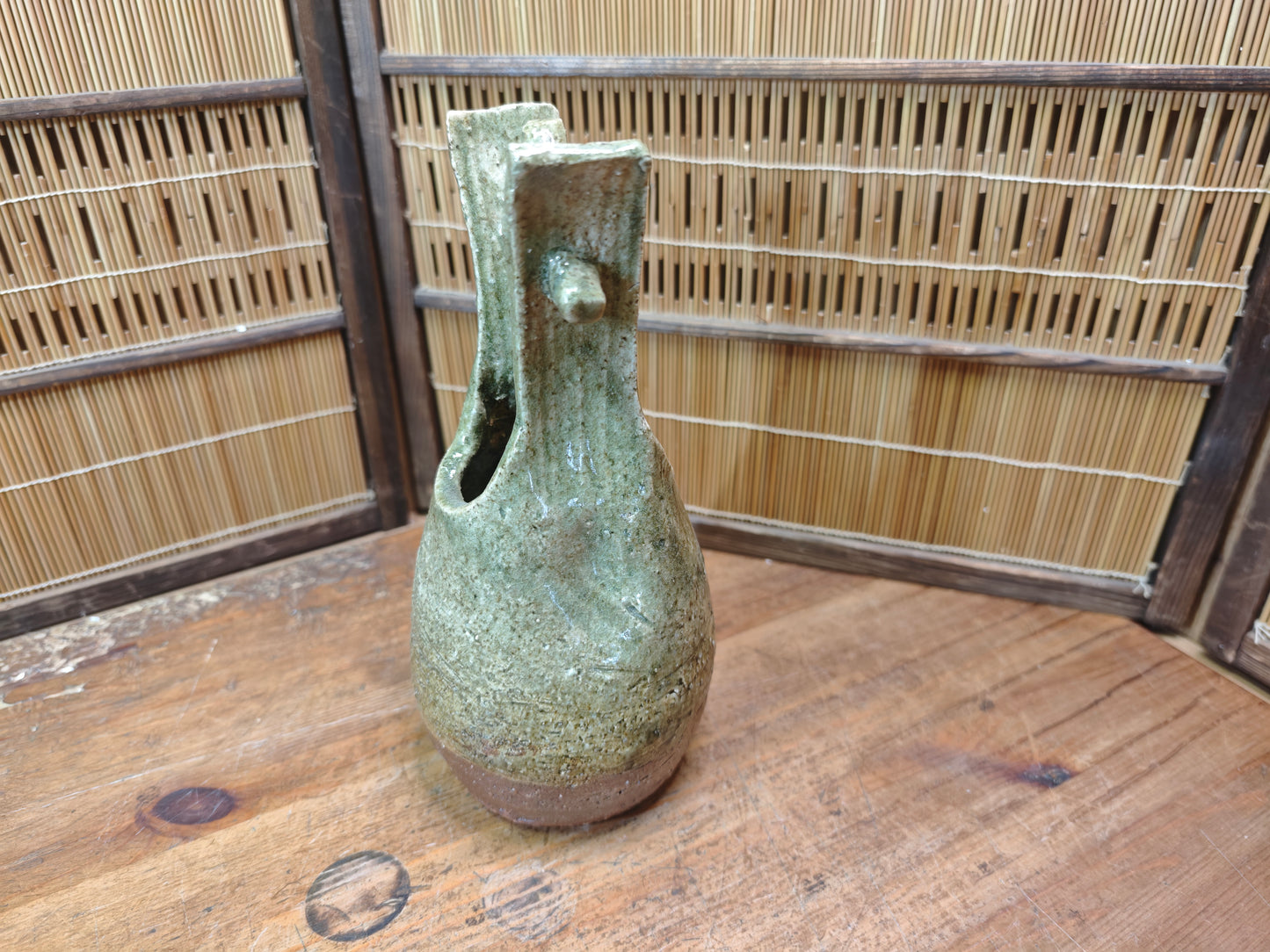Japanese Bizen Ware Ikebana Vase Vintage Ash Fired Pottery Japan