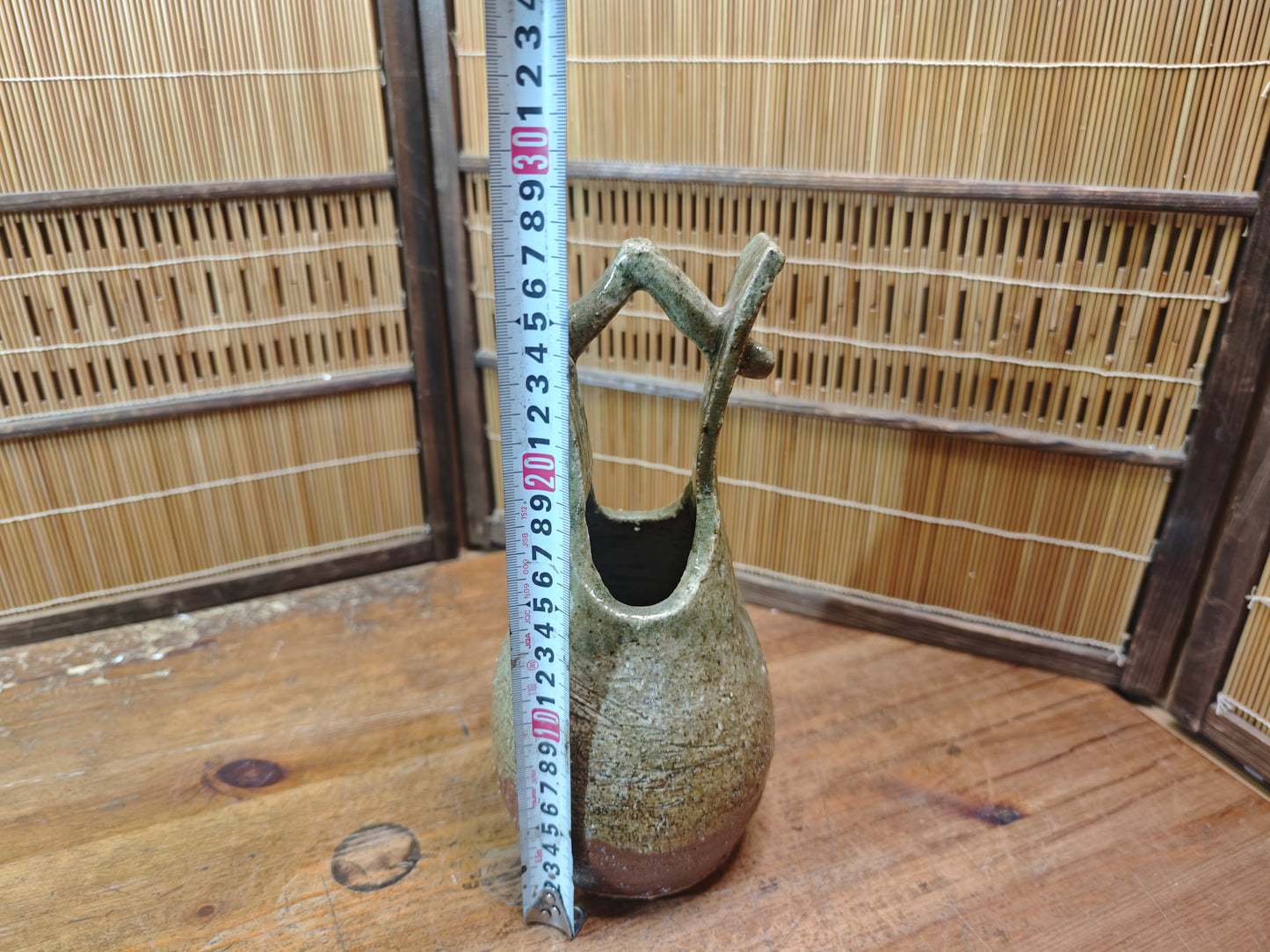 Japanese Bizen Ware Ikebana Vase Vintage Ash Fired Pottery Japan