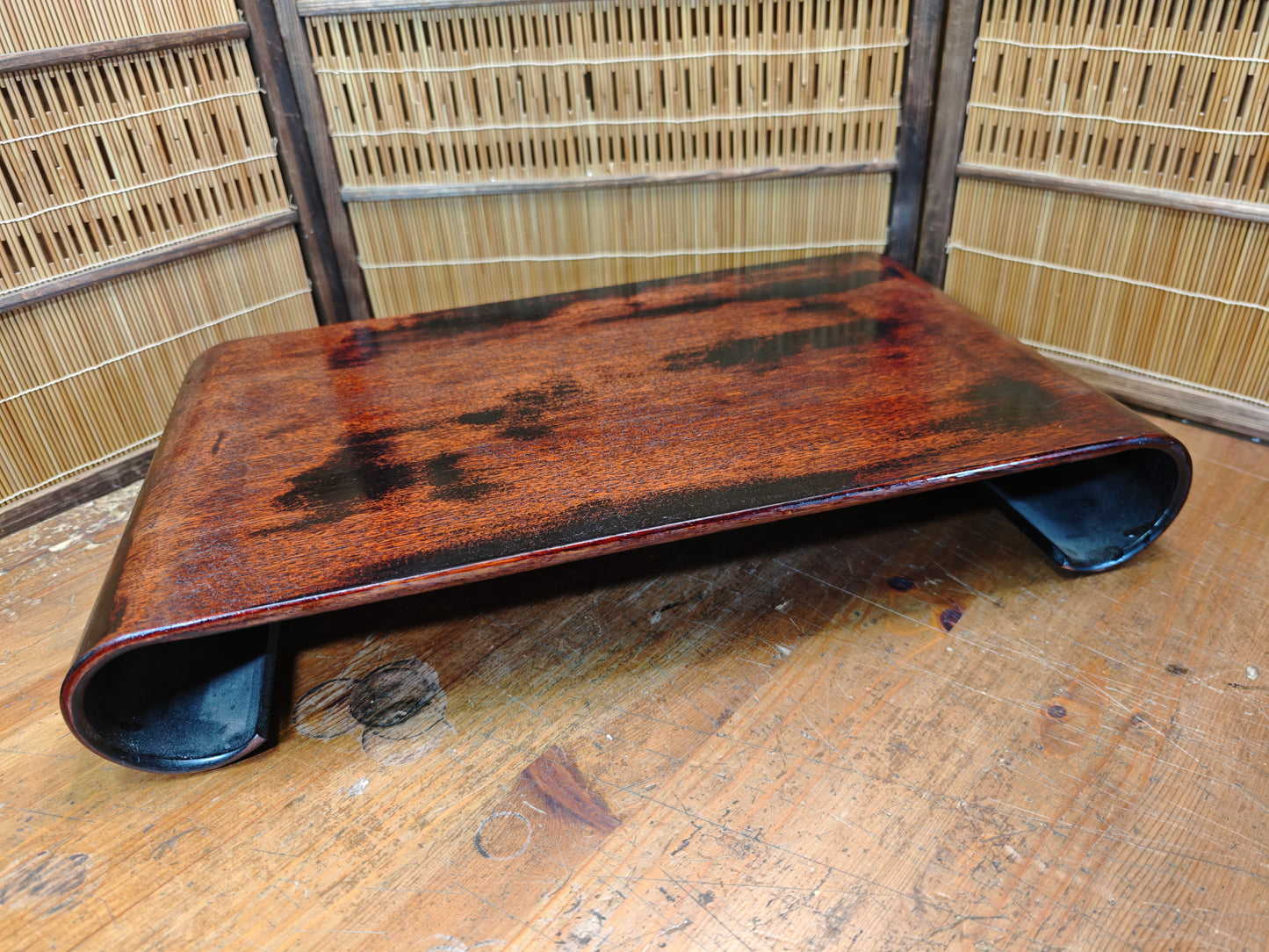 Vintage Japanese Bonsai Display Stand Signed Kadai Lacquered Table