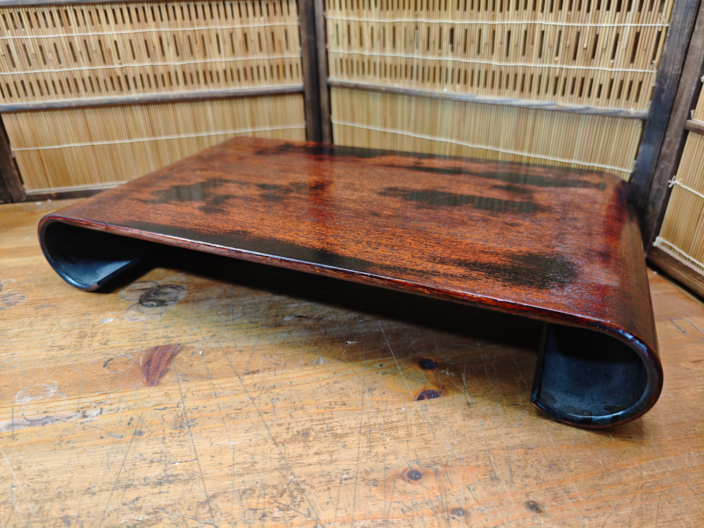 Vintage Japanese Bonsai Display Stand Signed Kadai Lacquered Table