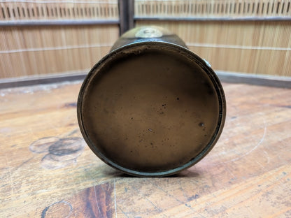 Japanese Vintage Brass Bronze Vase Kamon Emblem Heavy Metal Art