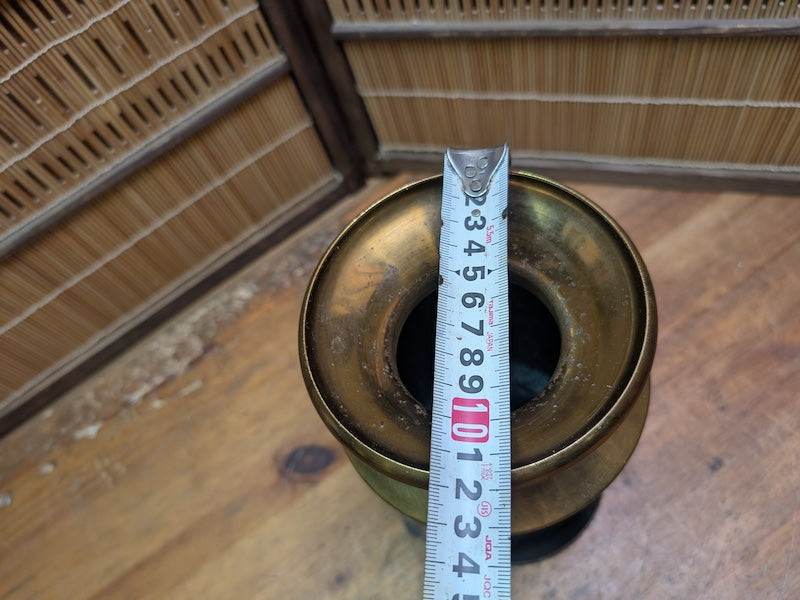 Japanese Vintage Brass Bronze Vase Kamon Emblem Heavy Metal Art