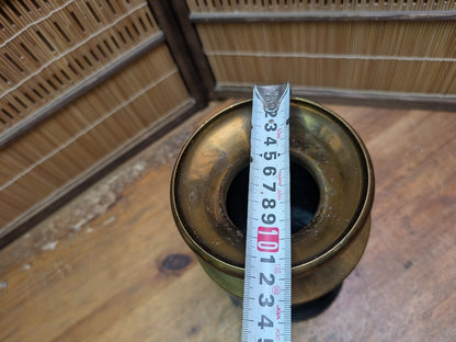 Japanese Vintage Brass Bronze Vase Kamon Emblem Heavy Metal Art