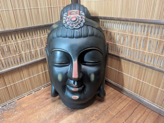 Vintage Japanese Buddha Head 1970s Ceramic Wall Hanging Zen Sculpture Decor