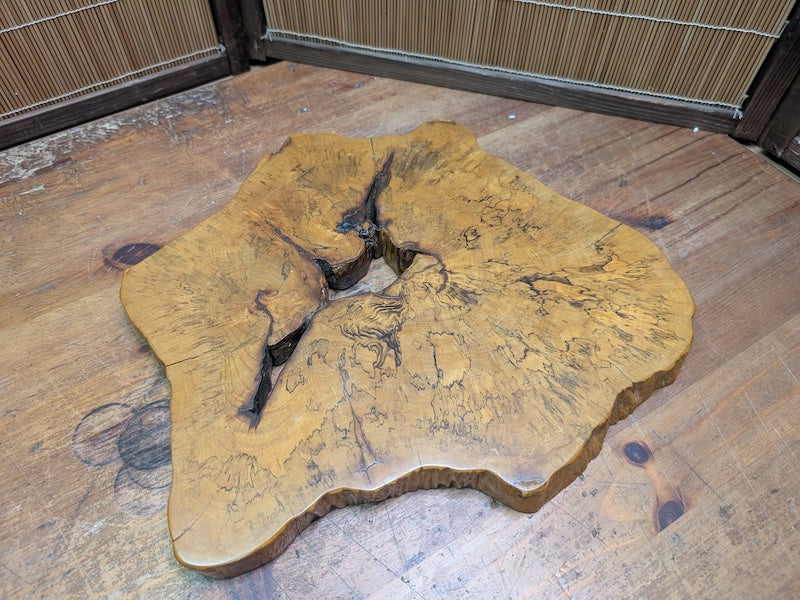 Vintage Japanese Burl Wood Kadai Stand Natural Edge Display Base