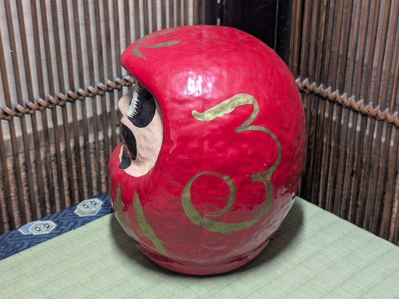 Vintage 1970s Japanese Daruma Doll (ダルマ) | Zen Buddhist Roly-Poly Figurine | Paper Mâché Folk Art | Symbol of Resilience
