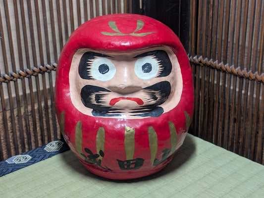 Vintage 1970s Japanese Daruma Doll (ダルマ) | Zen Buddhist Roly-Poly Figurine | Paper Mâché Folk Art | Symbol of Resilience