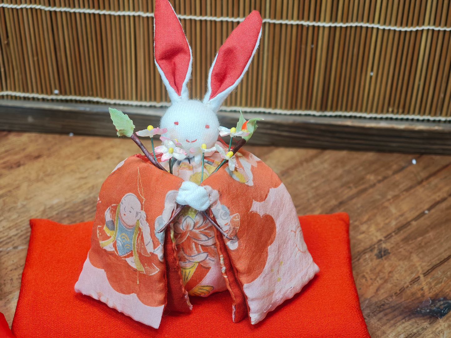 Vintage Japanese Fabric Rabbit Hina Dolls Traditional Set
