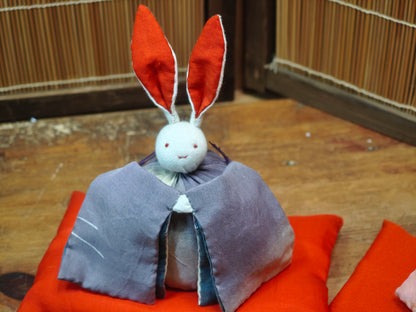 Vintage Japanese Fabric Rabbit Hina Dolls Traditional Set