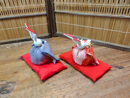Vintage Japanese Fabric Rabbit Hina Dolls Traditional Set