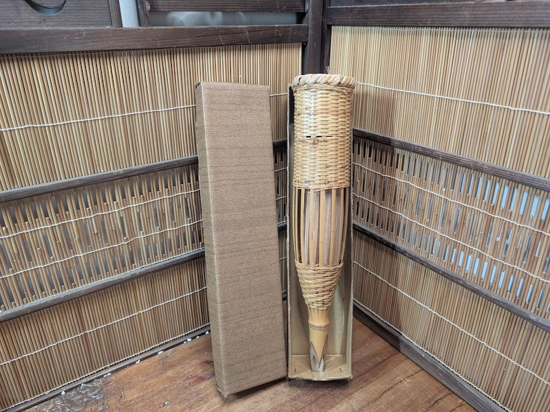 Rare Japanese Bamboo Ikebana Basket w Original Box Tea Ceremony Art
