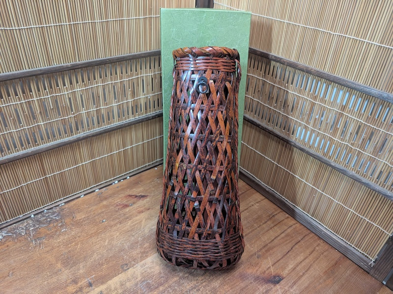Japanese Ikebana Bamboo Kago Basket w Original Box Tea Ceremony Floral Art