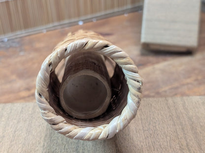 Rare Japanese Bamboo Ikebana Basket w Original Box Tea Ceremony Art