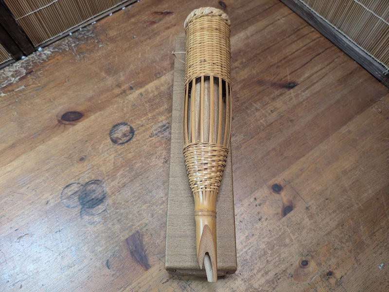 Rare Japanese Bamboo Ikebana Basket w Original Box Tea Ceremony Art