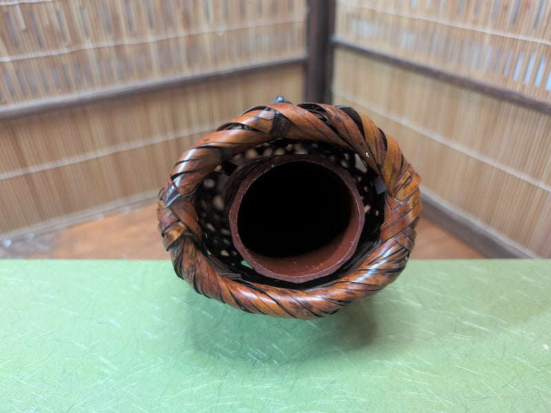 Japanese Ikebana Bamboo Kago Basket w Original Box Tea Ceremony Floral Art