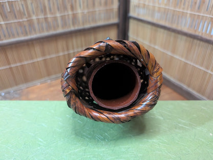Japanese Ikebana Bamboo Kago Basket w Original Box Tea Ceremony Floral Art