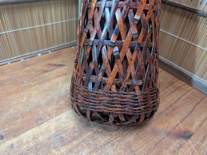 Japanese Ikebana Bamboo Kago Basket w Original Box Tea Ceremony Floral Art