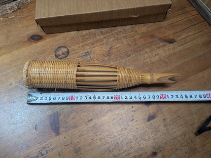 Rare Japanese Bamboo Ikebana Basket w Original Box Tea Ceremony Art