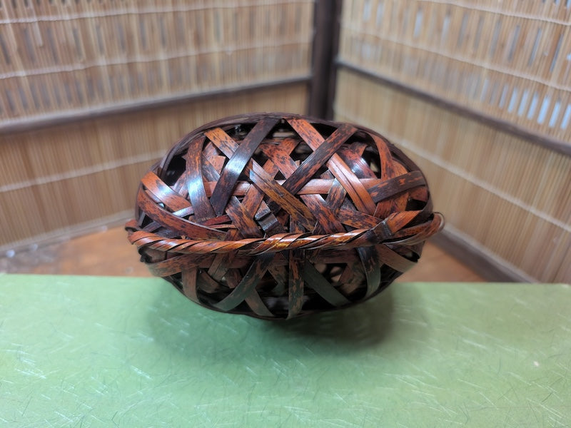 Japanese Ikebana Bamboo Kago Basket w Original Box Tea Ceremony Floral Art