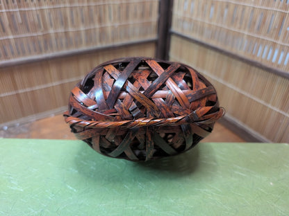 Japanese Ikebana Bamboo Kago Basket w Original Box Tea Ceremony Floral Art