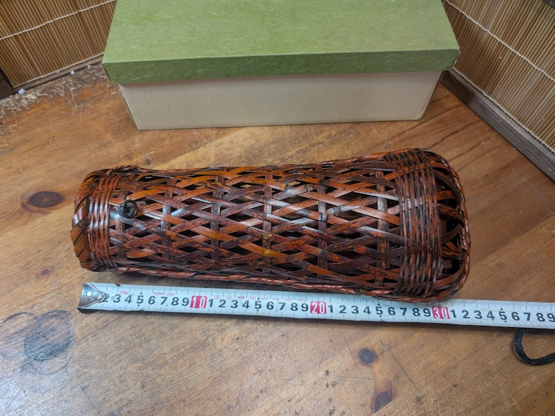 Japanese Ikebana Bamboo Kago Basket w Original Box Tea Ceremony Floral Art