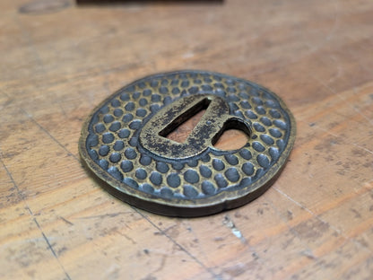 Vintage Japanese Katana Tsuba Replica Brass Sword Guard w/ Box