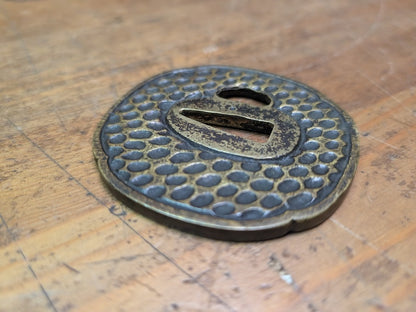 Vintage Japanese Katana Tsuba Replica Brass Sword Guard w/ Box