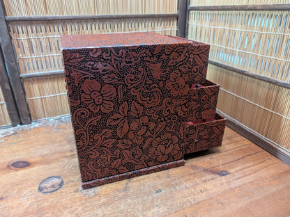 Vintage Japanese Ko Bako Box 1970s Yuzen Washi Accessory Drawer Case