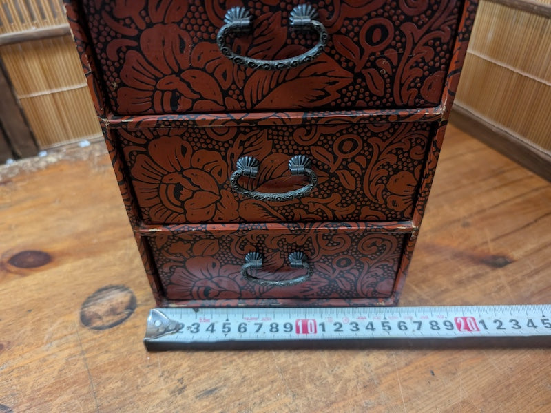 Vintage Japanese Ko Bako Box 1970s Yuzen Washi Accessory Drawer Case