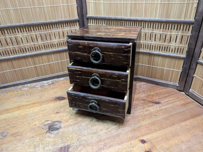 Japanese Sakura Wood Ko Bako Chest 3 Drawer Jewelry Storage Box Decor