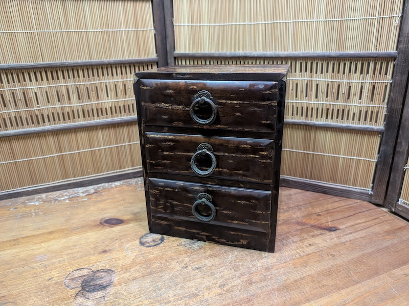 Japanese Sakura Wood Ko Bako Chest 3 Drawer Jewelry Storage Box Decor