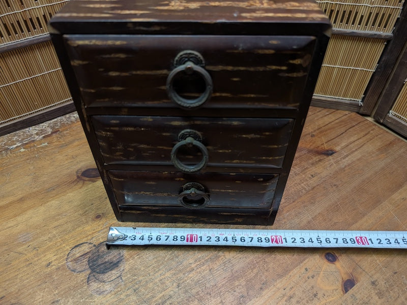 Japanese Sakura Wood Ko Bako Chest 3 Drawer Jewelry Storage Box Decor