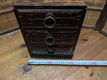 Japanese Sakura Wood Ko Bako Chest 3 Drawer Jewelry Storage Box Decor