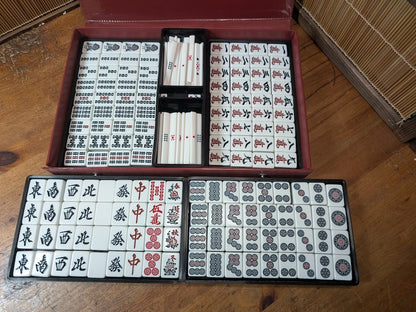 Vintage Japanese Mahjong Set 1970s Unused Complete Resin Tiles w/ Case